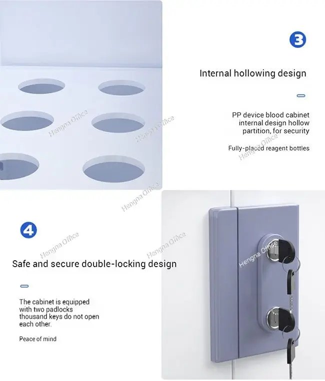 Close-up of a PP cabinet  imternal hollow design and double-locking design