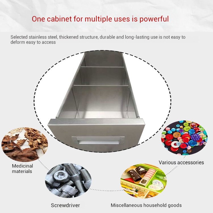 Waterproof surface and rodent-proof construction of stainless steel apothecary cabinet