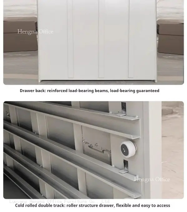 The Detaills display of  Mobile Paper Storage Cabinet : reinforced load-bearing beams  and cold rolled double track: Roller structure drawer