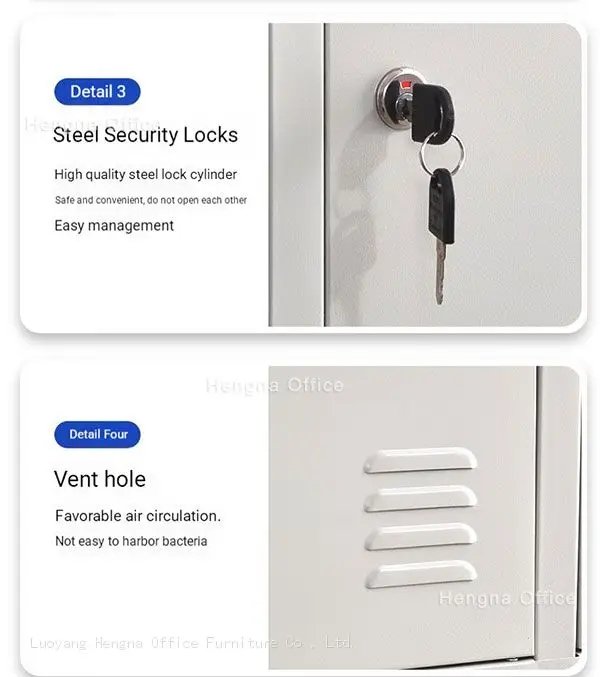 Details of Heavy-Duty 2-Compartment Wardrobe Combo: Steel Security Locks, Vent hole