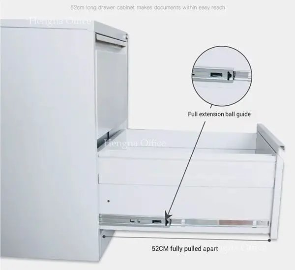 the white metal cabinet with full extension ball guide