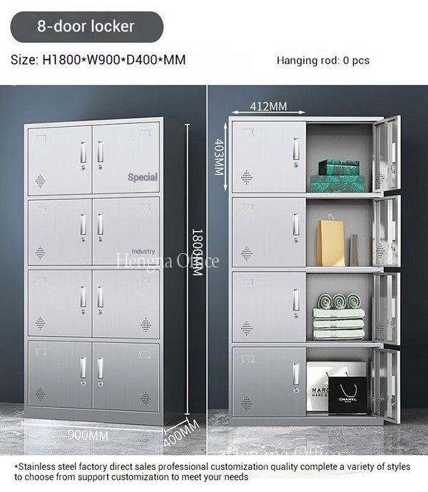 Stainless Steel Locker for Mining Site — 8 Door 304 Change House Cabinet with Acid Proof Body