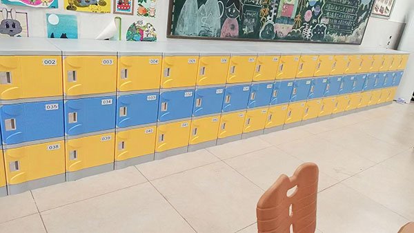 School locker color combinations pink white blue green for different classroom types
