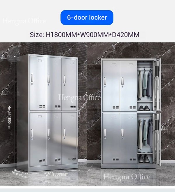 Stainless Steel Locker for Food Factory — 6 Door 201 Grade Cabinet for Halal Audit Compliance