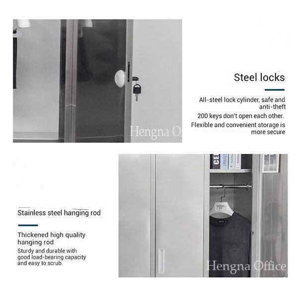 Stainless Steel Locker for Food Factory β 6 Door 201 Grade Cabinet for Halal Audit Compliance 3 Stainless steel locker interior with coat hanger and boot shelf